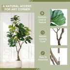 6FT Artificial Fiddle Leaf Fig Tree with Decorative White Pot - Image 6