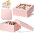 COTOPHER 14x14x6 In Sheet Cake Boxes, 16pcs Pink Bakery Boxes with Window by COTOPHER