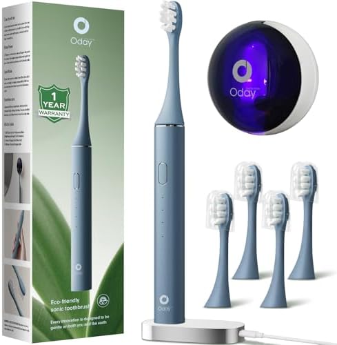 Oday Sonic Electric Toothbrush for Adults with Wall Mounted UV Cleaner by Oday