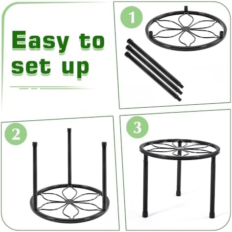 VECELO Metal Plant Stands Set of 5, Multiple Heavy Duty Flower Pot Stand, Round Plant Holder, Black - Image 6