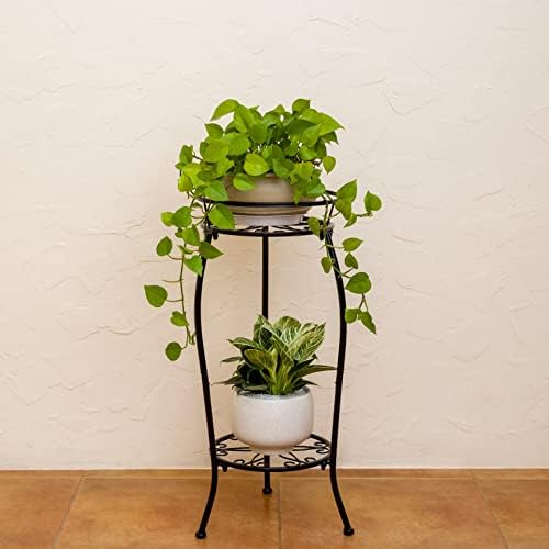 FaithLand 2 Tier Tall Black Metal Plant Stand Indoor Outdoor, 26.5" - Image 5