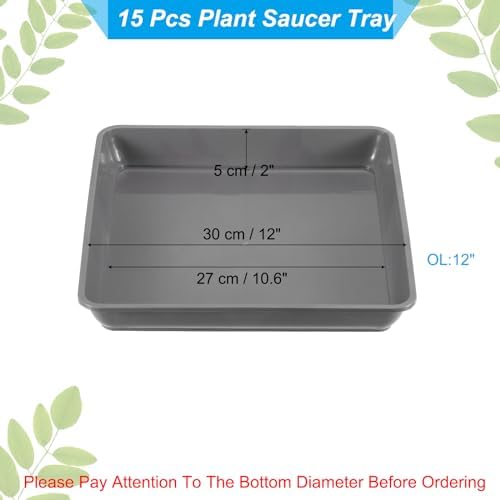 PATIKIL Plant Saucer Tray, 15 Pack 12 Inch Plastic Square Plant Saucer Flower Planter Drip Tray for Indoors Outdoors Patio Balcony, Dark Gray - Image 2