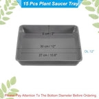 PATIKIL Plant Saucer Tray, 15 Pack 12 Inch Plastic Square Plant Saucer Flower Planter Drip Tray for Indoors Outdoors Patio Balcony, Dark Gray - Image 2
