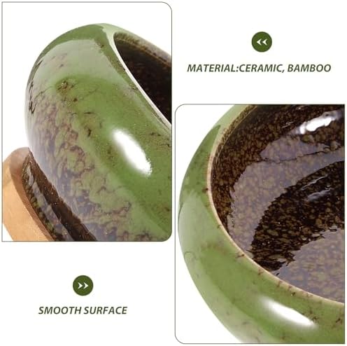 2 Sets Ceramic Bonsai Planter Pot with Tray, Flower Container - Image 3