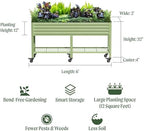 Vego garden Rolling Elevated Raised Garden Bed, 2' x 6' Outdoor Planters Boxes with Legs & Storage Rack for Patio, 1000 Lbs Weight Capacity, Raised Beds for Gardening, Pearl White - Image 2