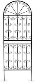 SCENDOR 70.8" H x 24.5" W Decorative Metal Garden Trellis - Rustproof Black Iron Arched Fence for Climbing Roses, Clematis, and Vines - Sturdy Plant Support for Patio, Lawn, and Backyard 1 Pack by Unknown