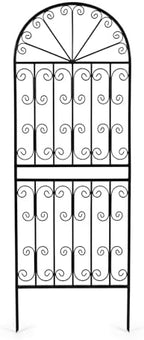 SCENDOR 70.8" H x 24.5" W Decorative Metal Garden Trellis - Rustproof Black Iron Arched Fence for Climbing Roses, Clematis, and Vines - Sturdy Plant Support for Patio, Lawn, and Backyard 1 Pack by Unknown