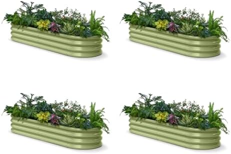 4 Pcs Galvanized Raised Garden Bed 6x2x1 ft, 12" Metal Planter Box by Annoell