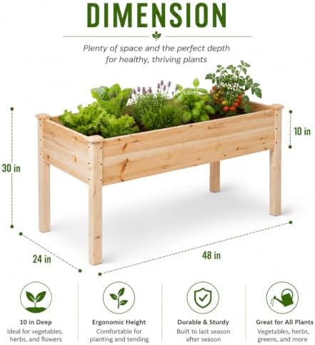 Backyard Expressions Wooden Raised Garden Bed|Elevated Planter Box with Included Bed Liner|Outdoor Vegetable, Flower, and Herb Gardening (4' x 2') - Image 2