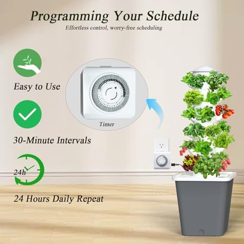 Hydroponics Growing System, 30-Plant Indoor Hydroponic Tower with Timer and Pump System, Plants Germination Kit, Vertical Hydroponic System for Gardening Lover (No Seed) - Image 2