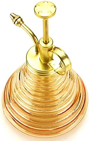 Plant Mister- Amber Color Glass Bottle & Brass Sprayer (Matt Gold) - Image 5