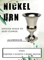 Serene Spaces Living Nickel Urn Vase, Metal Compote Vase, Metal Pedestal Urn Planter, Ideal for Floral Centerpieces, Home Decor, Weddings, Parties, Events, Measures 10.75" Tall & 7" Diameter - Image 6