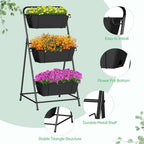 Raised Garden Bed 3 Tier Vertical Garden Planter Elevated Planter Boxes Outdoor Herb Planter with Drainage Holes Removable Tray for Patio Balcony Porch Black - Image 4