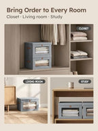 Homsorout Medium Fabric Storage bins - Collapsible Storage Bins with Open Window, 6 Pack Closet Baskets for Shelves, Stackable Decorative Boxes for Home, Dorm, Grey, 13.7"x 9.8" x 9.8" - Image 7