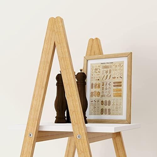 4-Tier Ladder Bookcase with Solid Bamboo Frame A Shape Multifunctional Display Shelf Ladder Shelf freestanding for Home Office，White/Wood (A-Frame Shelf) - Image 6