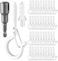 FSAH 48 PCS Q-Hanger Hooks with Safety Buckle, Windproof Screw Hooks by FSAH