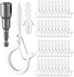 FSAH 48 PCS Q-Hanger Hooks with Safety Buckle, Windproof Screw Hooks by FSAH
