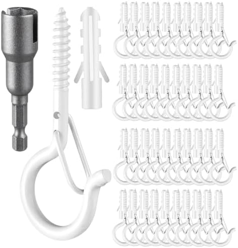 FSAH 48 PCS Q-Hanger Hooks with Safety Buckle, Windproof Screw Hooks by FSAH