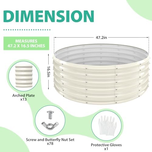 YSEJOMP 17" Tall 48" Diameter Round Raised Garden Bed Kits Outdoor White - Image 3