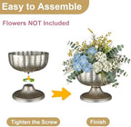 Retro Silver Vases for Centerpieces Set of 8 Silver Metal Vases for Flowers Decorative Pedestal Bowl for Table Centerpieces Floral Arrangments on Housewarming Wedding Party - Image 5