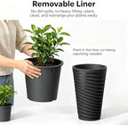 Kante 2-Pack All-Weather 15" H Round Tapered Black Plastic Planters - Image 6