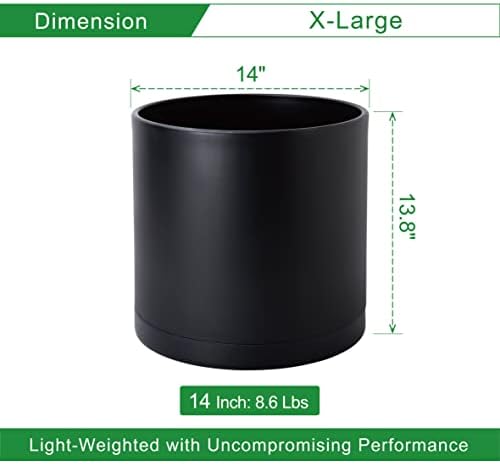 D'vine Dev Plastic Planter Pot with Saucer, 14 in, Black, 74-X-B-4 - Image 2