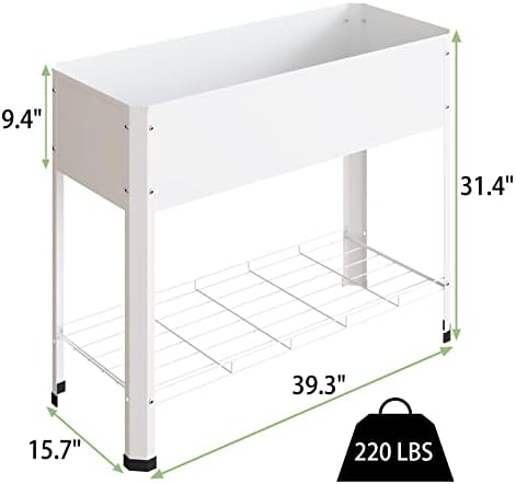 PROXRACER Raised Garden Bed with Detachable Legs Elevated Metal Planter Box for Growing Fresh Herbs Vegetables Flowers Succulents&Other Plants for Outdoor Backyard Patio Deck Balcony White L - Image 2