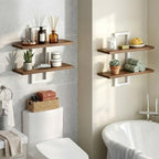 HOOBRO 2-Tier Floating Shelves, 15 Inch Wall Shelf Set of 2 - Image 4