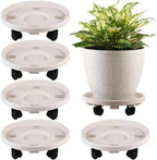 5 Packs Large Plant Caddy with Wheels 13" Rolling Wheeled Plant Stands Heavy-Duty Plastic Flower Pot Roller Base Movers Indoor Outdoor Planter Dolly with Casters Trolley, White by KvyusFlourish
