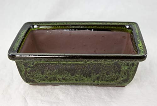 8" Rectangular Moss Green Bonsai Pot, Cactus & Succulent Planter + Tray + Rock + Mesh Combo (A768-8MG Combo) - Image 4