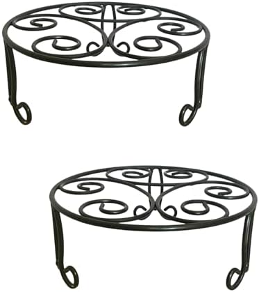 2 Pack Iron Plant Stand Low Profile,13 Inch Diameter Wide Round Metal Flower Stand for Indoor Outdoor Large Plants, Short Heavy Duty Display Holder for Wide Pots, Patio Garden Home Decor,Rustproof Matte Black(2 Pack 13 Diameter 5 inches Tall Black) by iLTreFlo