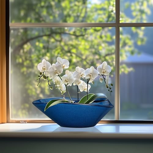 Bonsai Tree Pot - Ceramic Planter Pot with Drainage Hole 12 Inch Bonsai Pots Decorative Orchid Succulent Plant Pots for Indoor Outdoor Plants Blue - Image 5