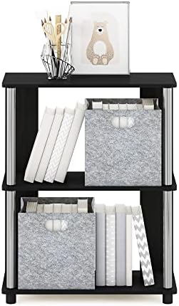 Furinno Jaya Simple Design 3-Tier Bookcase/Bookshelf/Display Rack with Stainless Steel Tubes, Americano - Image 5