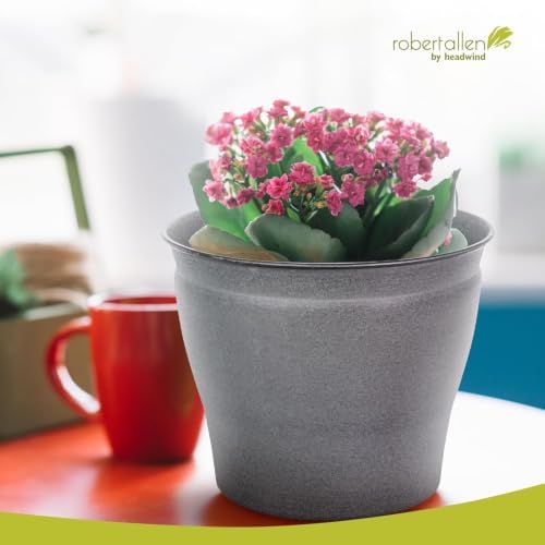 Headwind Natural Ironstone Timberline - 12" Slate Grey Decorative Planter for Outdoor Pots for Plants – Modern Indoor Plant Pots, Large & Small Planters for Indoor Plants by Robert Allen 2-Pack - Image 4