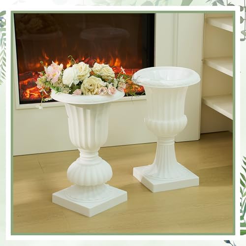 AceOrbit 6 Pack 20" Large Plastic Urn Planters, Pedestal Flower Plant Pot White Plant Stand for Wedding, Party, Event, Home, Stage, Garden, Balcony Decoration - Image 6