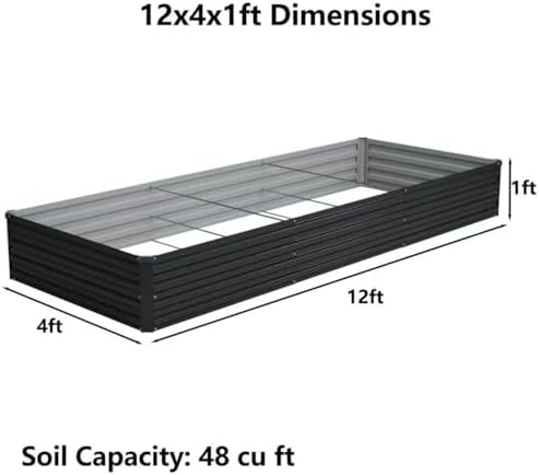 Foxlang 12x4x1ft(2 Pack) Galvanized Raised Garden Bed,Outdoor Planter Box Metal Patio Kit Planting Bed for Vegetables Flowers Herb,Black - Image 2