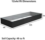Foxlang 12x4x1ft(2 Pack) Galvanized Raised Garden Bed,Outdoor Planter Box Metal Patio Kit Planting Bed for Vegetables Flowers Herb,Black - Image 2