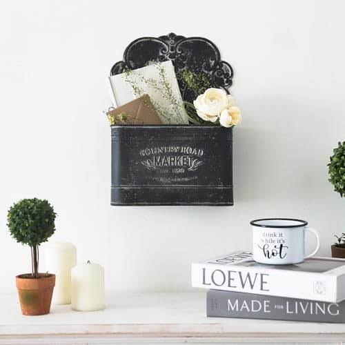 All Chic Black Metal Wall Planter - Outdoor Indoor Hanging Rustic Mount for Farmhouse Decor - Image 5
