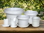 12-Piece White Granite Color Pot and Saucer Set, 2"-12" - Image 3