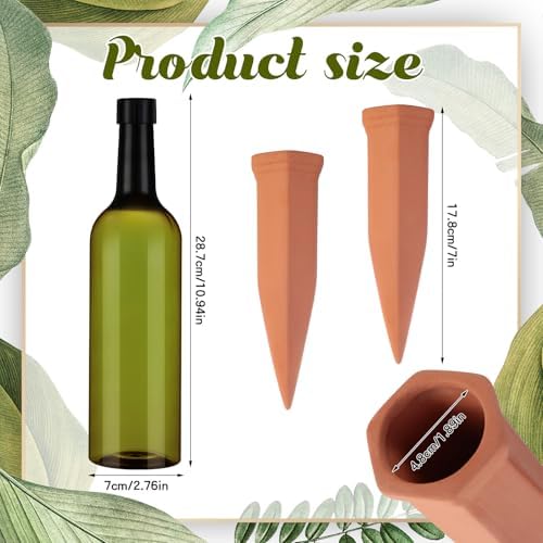SiliFine 3 Sets Terracotta Watering Spikes,Dark Green and Terracotta - Image 3