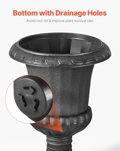 VEVOR Plastic Urn Planters, 9.8 x 16.5 Inch, 2 Pack Black Classic Flower Pots Front Porch Planters, Indoor & Outdoor Vase for Wedding, Party, Event, Home, Stage, Garden, Balcony, Patio Decoration - Image 5