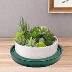 Yukfona Ceramic Plant Saucer Tray 1 Pcs 12 Inch Green, 12.5" OD x11.9 ID x1.6 Deep| Fits Flower pots Bottom≤ 11.9", Heavy Duty Glazed Round Planter Drip with Catch Basin for Indoor Outdoor Plants - Image 5