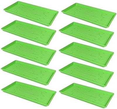 SUNPACK 10" x 20" Heavy Duty Shallow Plastic Seed Starting Tray, Green, 1" (Pack of 10) - No Drainage Holes, Perfect for Greenhouses or Indoor Gardening by SUNPACK
