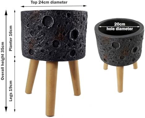 Leaf Extra Large Cachepot Planters, Wood, 35cm Lunar Black - Image 2