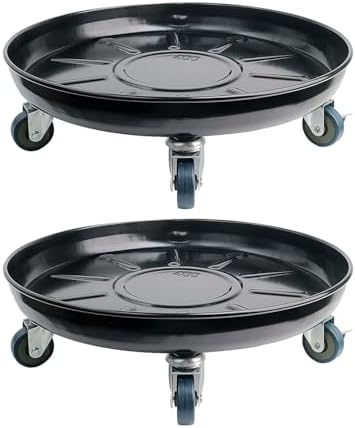 Plant Caddy with Wheels 16 Inch 2 Pack, Heavy Duty Metal Plant Stand & Dolly with Lockable Casters, Holds 230 lbs for Indoor Outdoor Large Flower Pots, Black by Kaoolaa