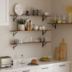 DINZI LVJ Long Wall Shelves, 47.3Inch Wooden Wall Mounted Shelves, Set of 4 - Image 6