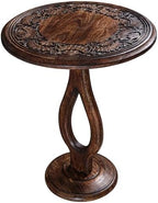 Side Tables Round – Small Drink Table for Small Spaces, Modern Accent Nightstand with Hand-Carved Top & Solid Wood Tables for Living Room, Bedroom, Office – Burnt Finish_18x22 Pride Styles - Image 4
