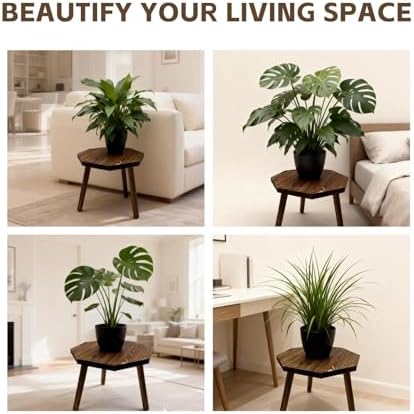 amzwkt 2 Pack Plant Stand for Indoor, 12x12in Large Octagon Wooden Plant Stand, Mid Century Modern Boho Stool for 5-15 Inch Pots, Sturdy Planter Stands - Image 6