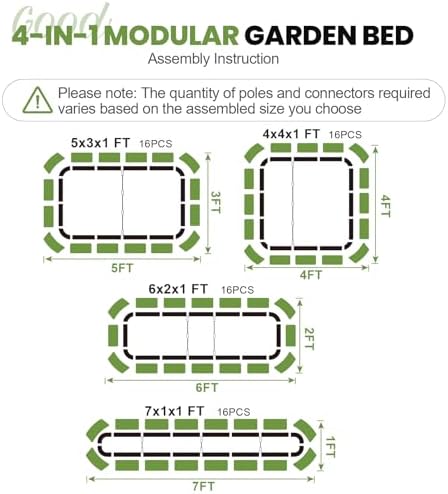 G GOOD GAIN Raised Garden Bed Outdoor, 4-in-1 Modular Metal Planter, Grey - Image 2