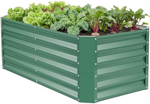 Raised Garden Bed Kit 4x2x1.4ft, Metal Planter Boxes Outdoor, Green by ZORMY